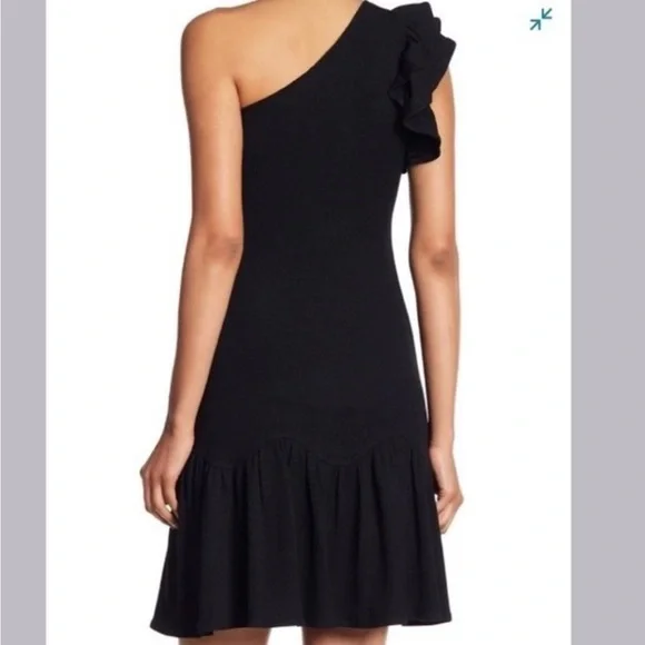 Rebecca Taylor Black One Shoulder Ruffle Jersey Dress Size XS NWOT! - Picture 2 of 10